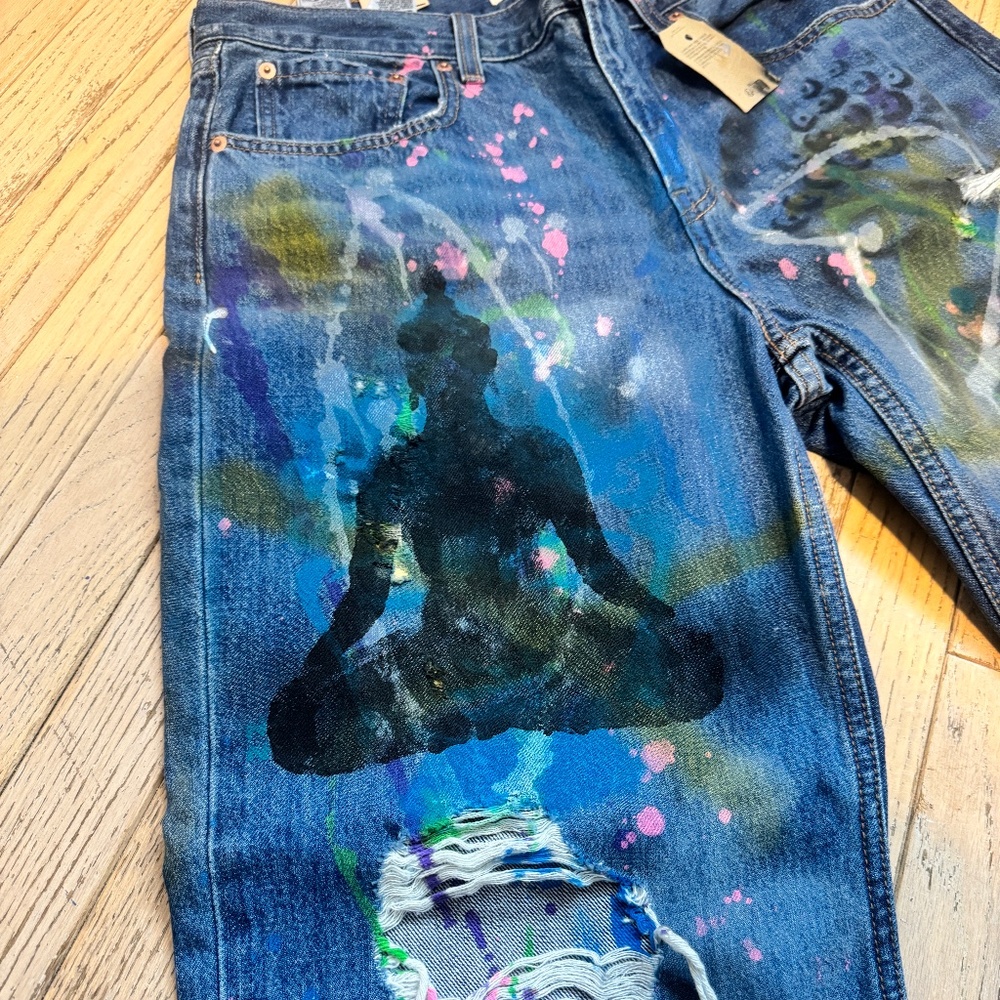 Sz 31 Levi's Low Pro wide leg painted streetwear one of a kind fashion